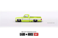 Thumbnail for PRE-ORDER Mini GT x KaidoHouse 1:64 1983 Chevy Silverado KAIDO Flo Yellow V1 KHMG112
