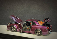 Thumbnail for PGM 1:64 Nissan GT-R R34 Z-Tune Midnight Purple w/ Engine