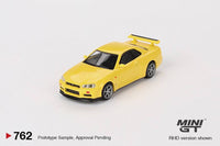 Thumbnail for PRE-ORDER Mini GT 1:64 Nissan Skyline GT-R R34 V-Spec Lightning Yellow MGT00762-R