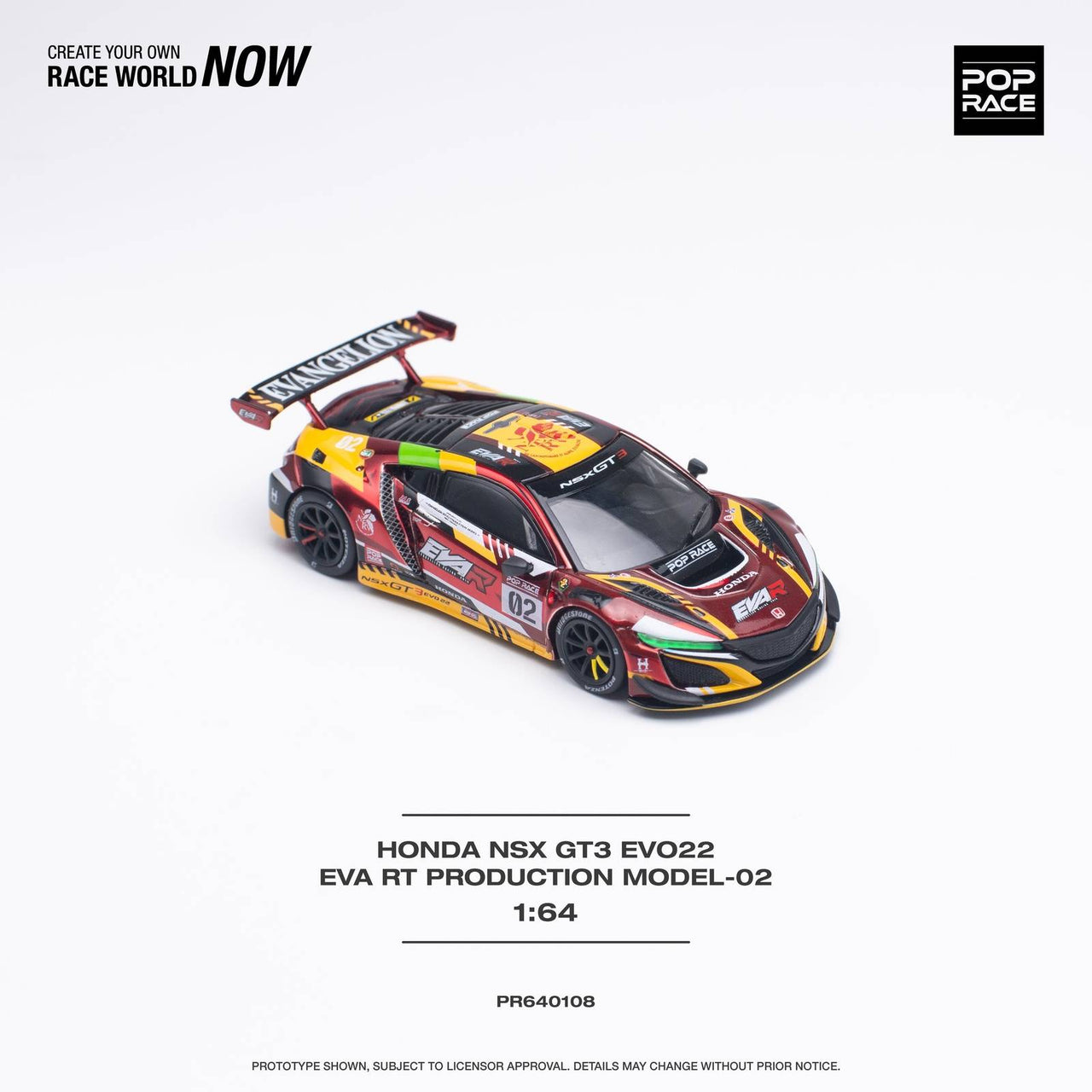 PRE-ORDER Pop Race 1:64 Honda NSX GT3 EVO22 EVA RT Production Model-02