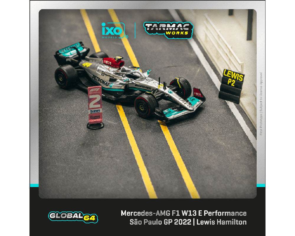 Tarmac Works 1:64 Mercedes-AMG F1 W13 E Performance Sao Paulo Grand Prix 2022 Lewis Hamilton