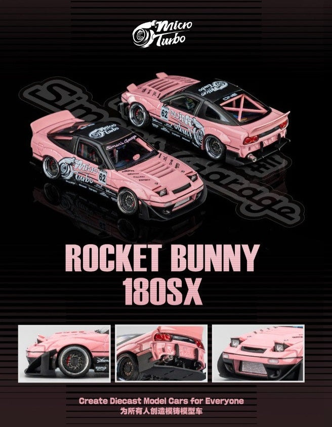 Micro Turbo 1:64 Custom Rocket Bunny Nissan 180SX Type X- Pink Simons Garage