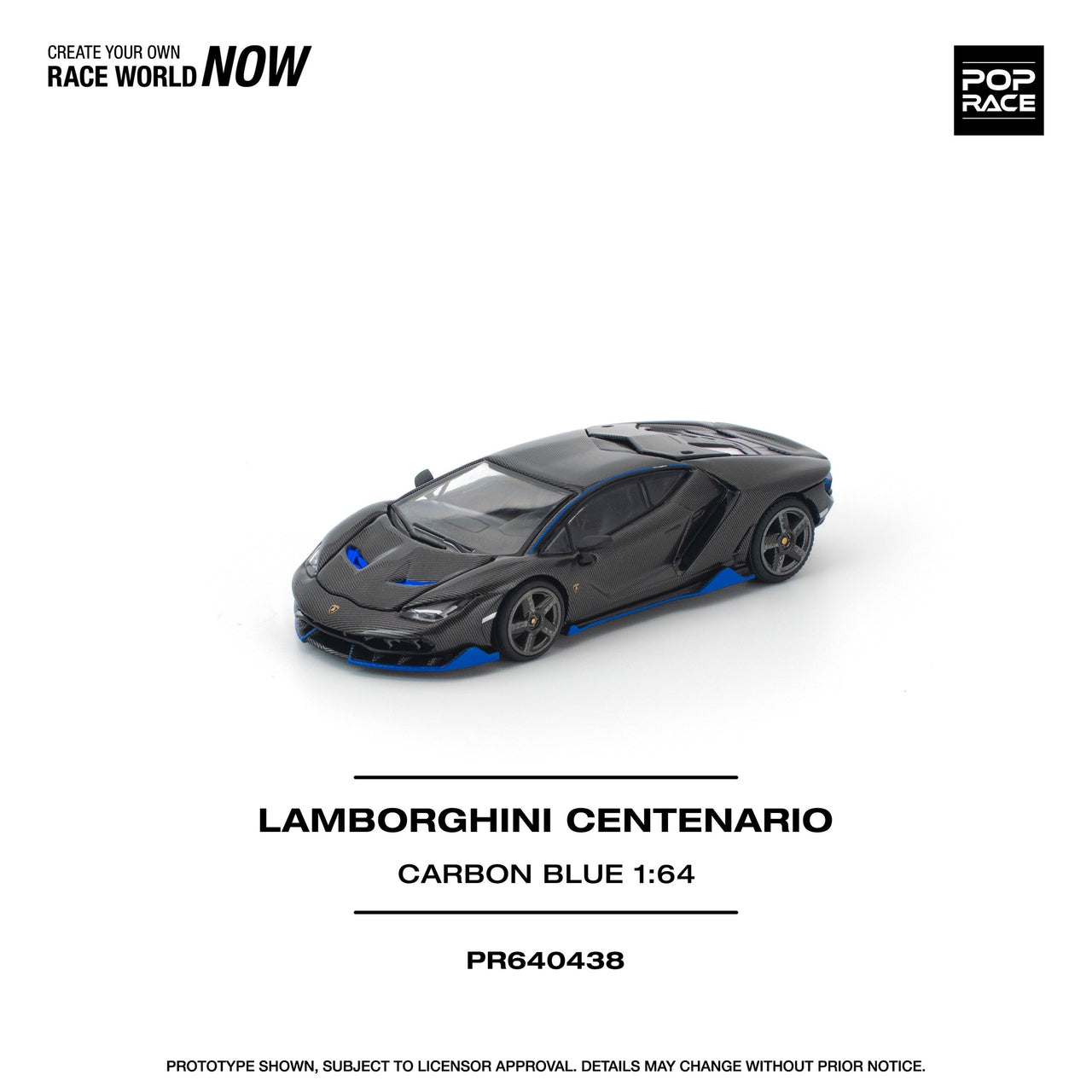 (PRE-ORDER) Pop Race 1:64 Lamborghini CENTENARIO CARBON BLUE