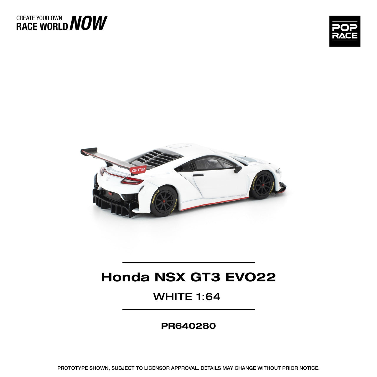 PRE-ORDER Pop Race x 1:64 Honda NSX GT3 EVO22, WHITE