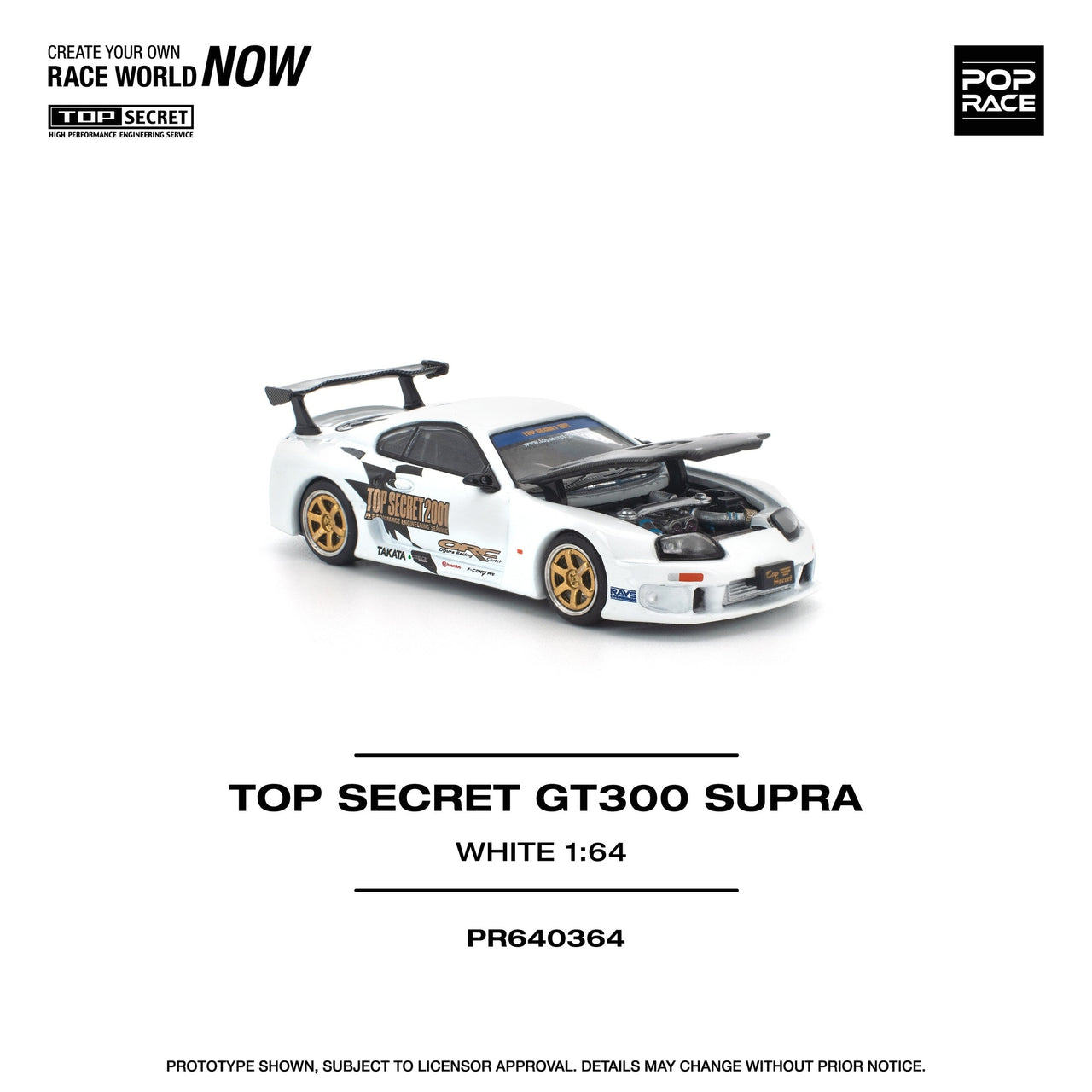 (PRE-ORDER) Pop Race 1:64 Top Secret Toyota Supra GT300 White