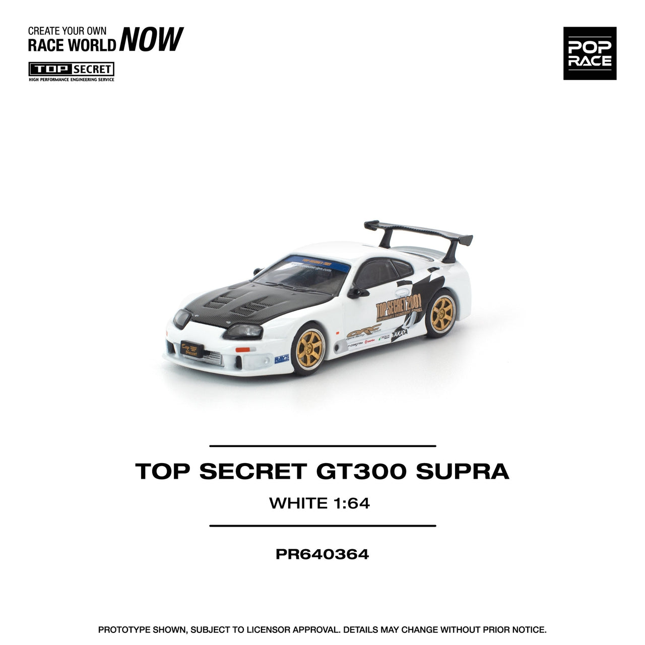 (PRE-ORDER) Pop Race 1:64 Top Secret Toyota Supra GT300 White
