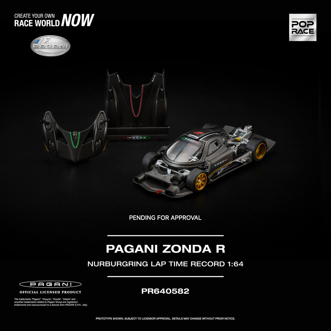 (PRE-ORDER) Pop Race 1:64 Pagani ZONDA R NURBURGRING LAP TIME RECORD