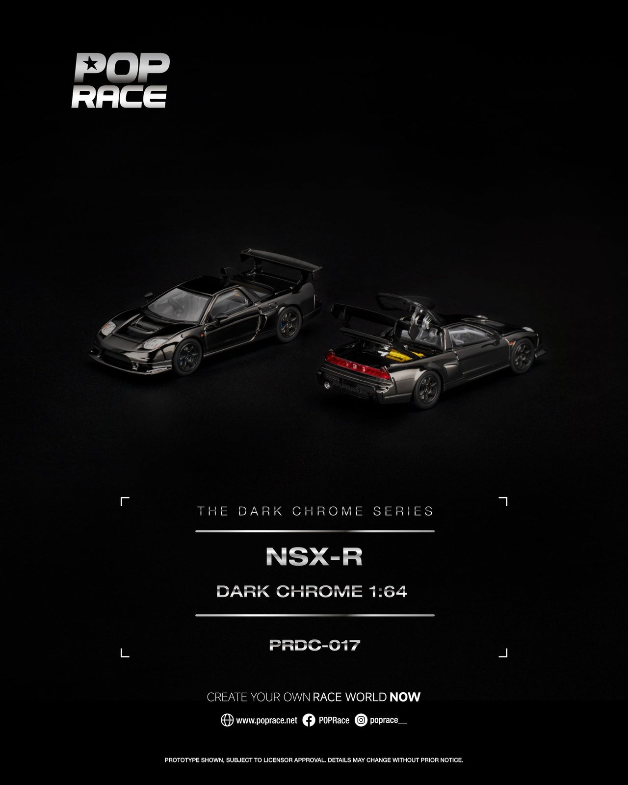 (PRE-ORDER) Pop Race 1:64 Honda NSX-R DARK CHROME