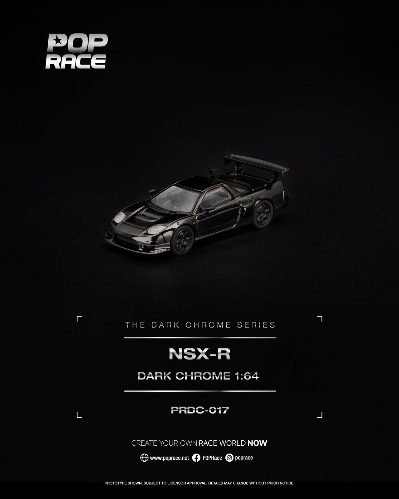 (PRE-ORDER) Pop Race 1:64 Honda NSX-R DARK CHROME