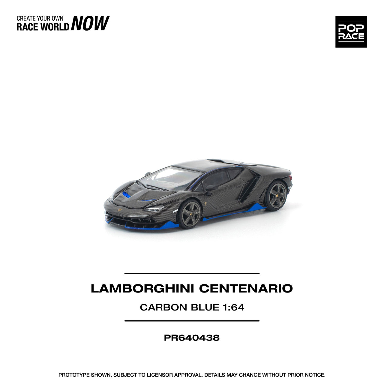 (PRE-ORDER) Pop Race 1:64 Lamborghini CENTENARIO CARBON BLUE