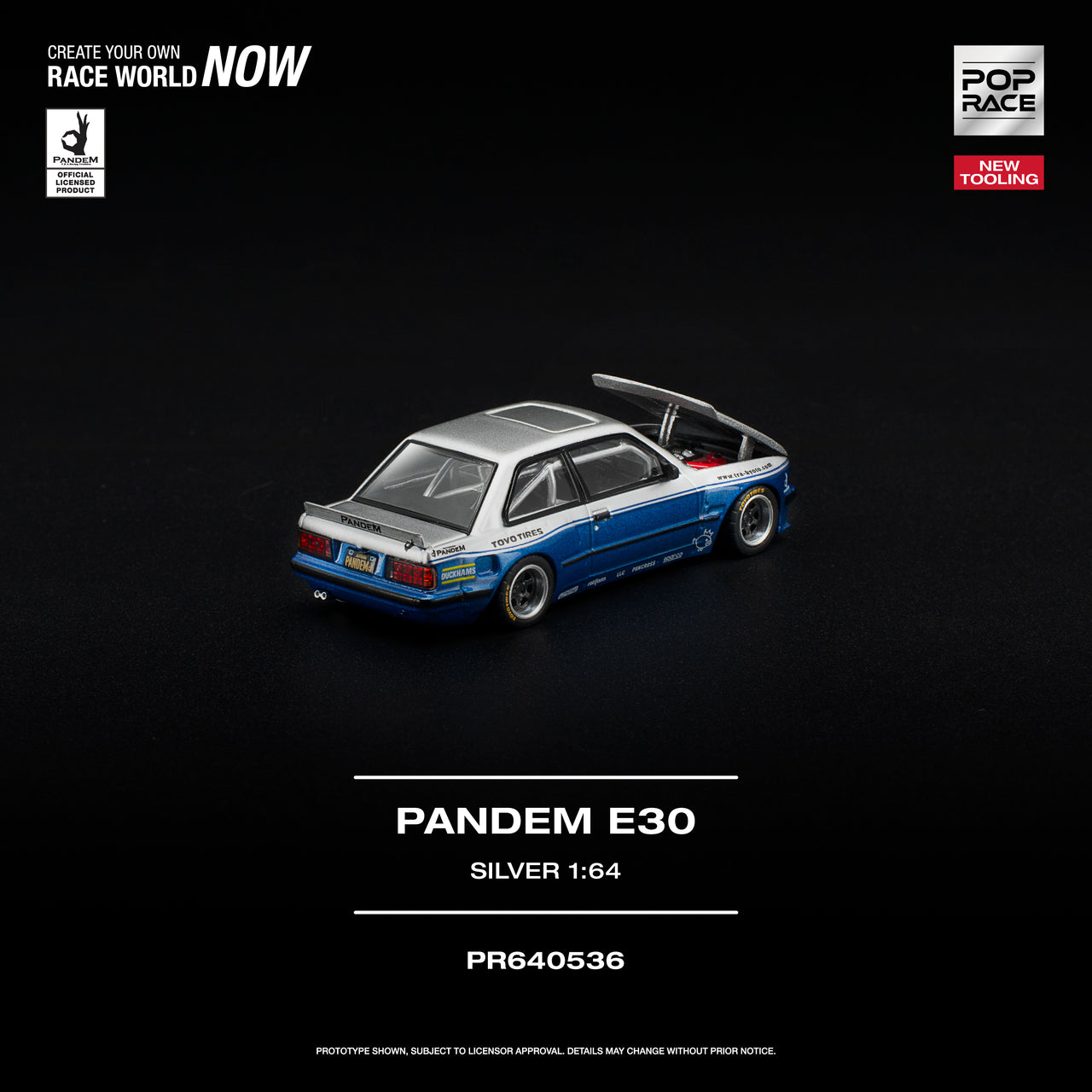 (PRE-ORDER) Pop Race 1:64 BMW PANDEM E30 SILVER NEW TOOLING