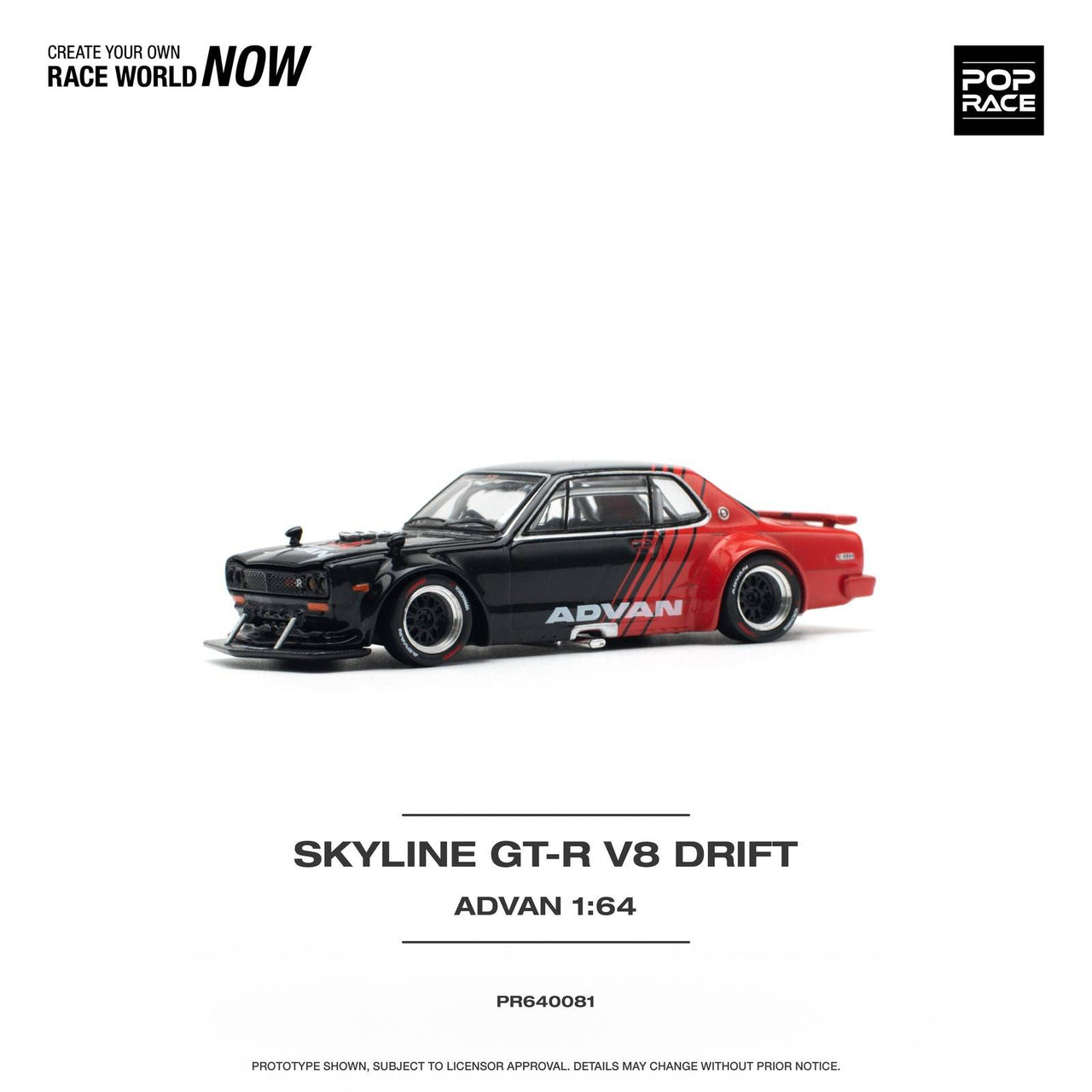PRE-ORDER Pop Race 1:64 Nissan Skyline GT-R V8 Drift Hakosuka ADVAN