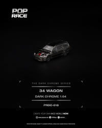 Thumbnail for (PRE-ORDER) Pop Race 1:64 Nissan R34 WAGON DARK CHROME