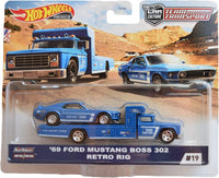 Thumbnail for Hot Wheels Premium 1:64 Team Transport 65 Ford Mustang Boss 302 Retro Rig