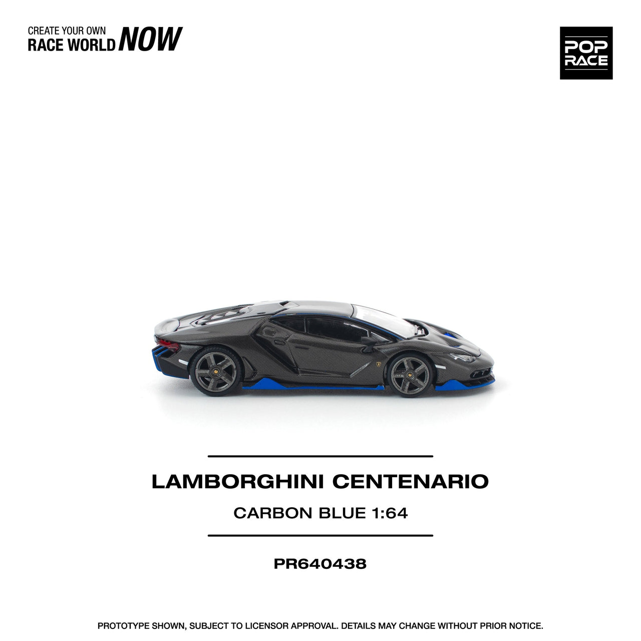 (PRE-ORDER) Pop Race 1:64 Lamborghini CENTENARIO CARBON BLUE