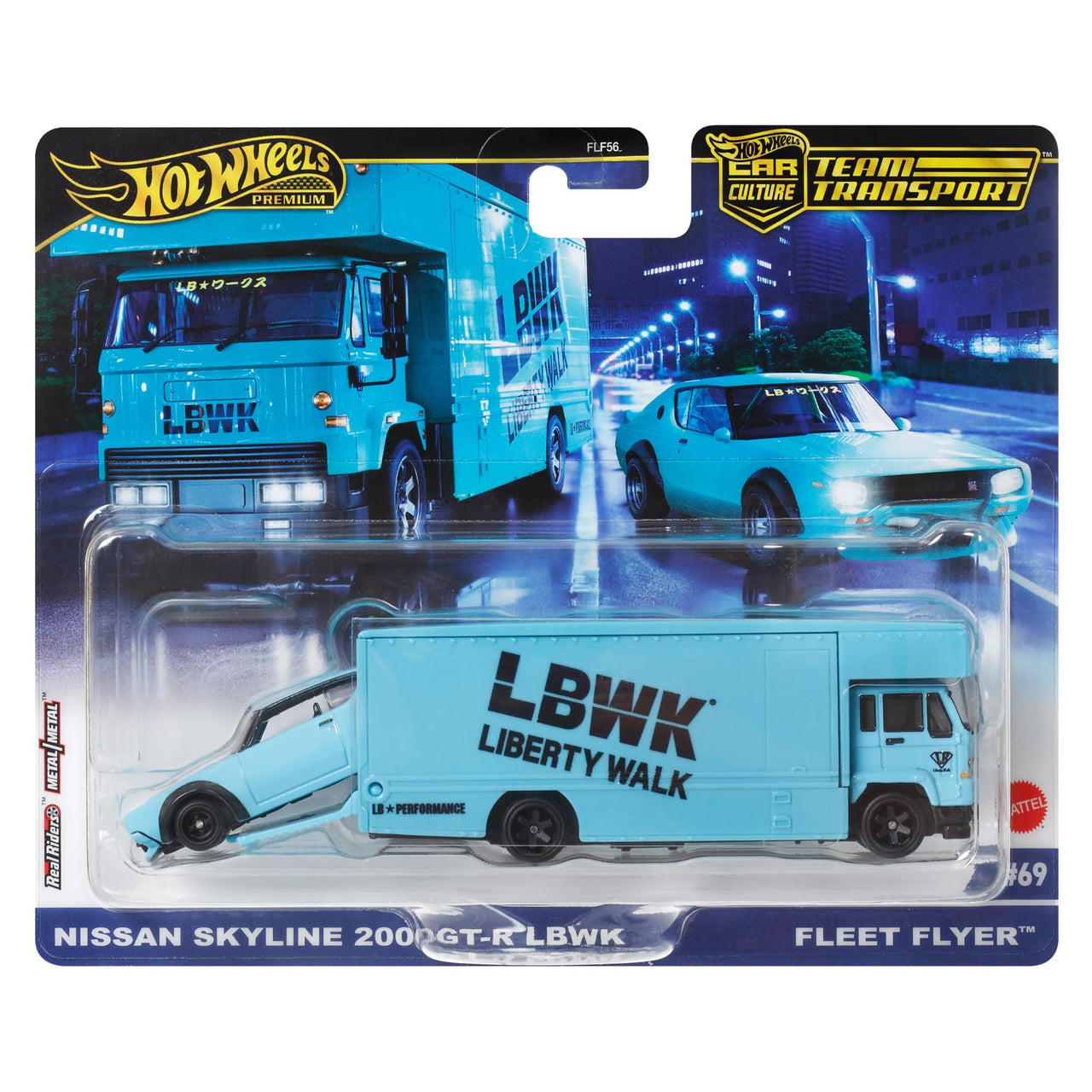 Hot Wheels Premium 1:64 Team Transport Nissan Skyline 2000 GT-R LBWK / Fleet Flyer