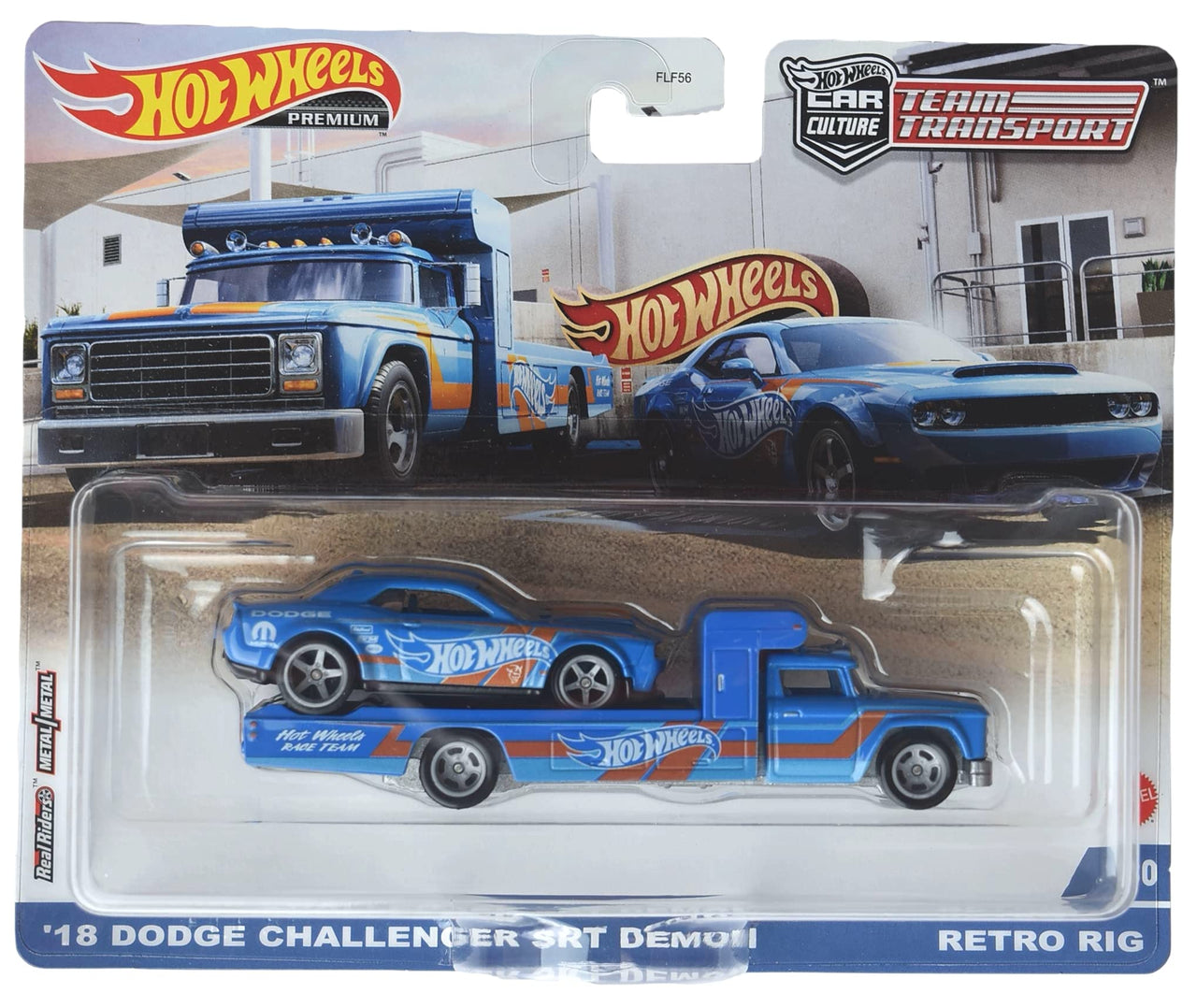 Hot Wheels Premium 1:64 Team Transport 18 Dodge Challenger SRT Demon Retro Rig