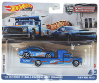 Thumbnail for Hot Wheels Premium 1:64 Team Transport 18 Dodge Challenger SRT Demon Retro Rig