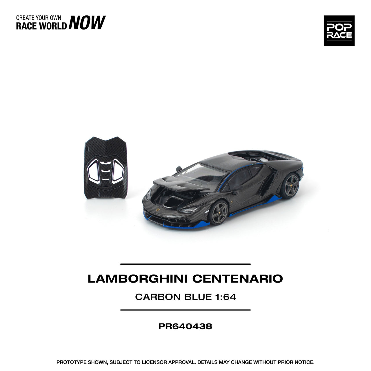 (PRE-ORDER) Pop Race 1:64 Lamborghini CENTENARIO CARBON BLUE