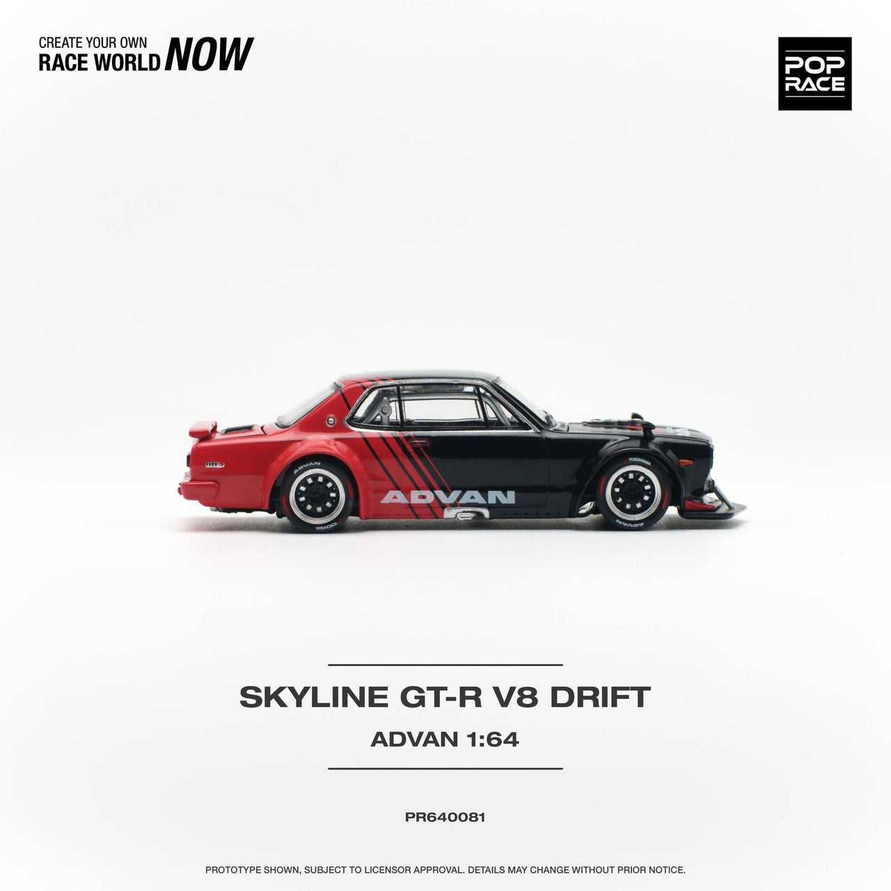 PRE-ORDER Pop Race 1:64 Nissan Skyline GT-R V8 Drift Hakosuka ADVAN