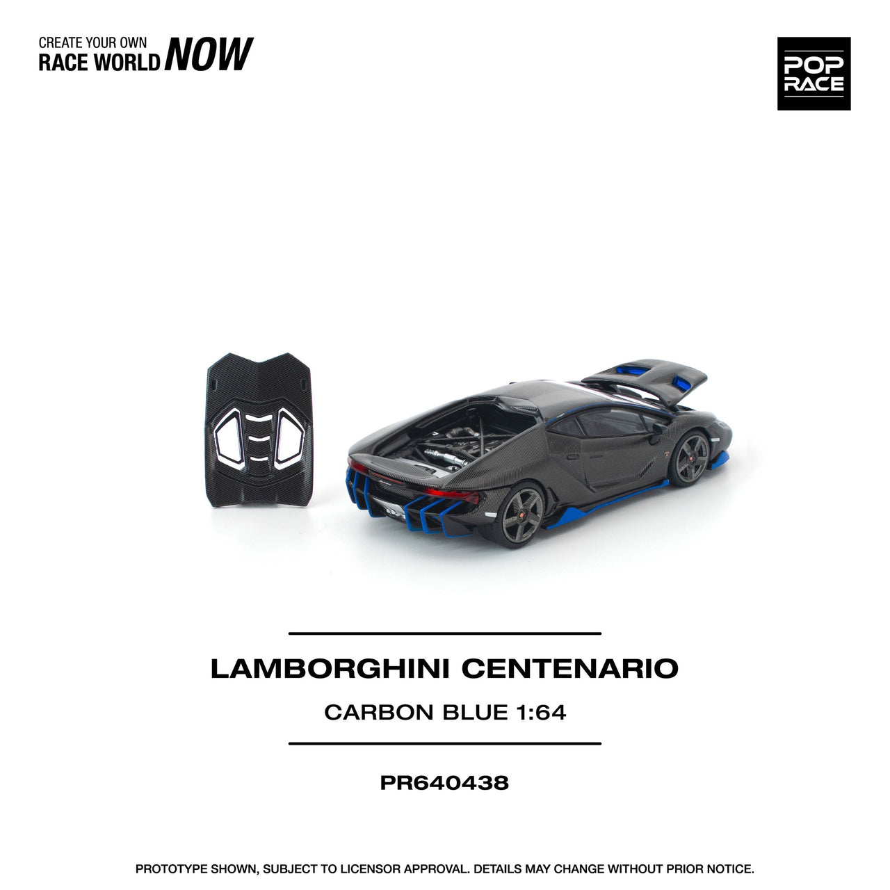 (PRE-ORDER) Pop Race 1:64 Lamborghini CENTENARIO CARBON BLUE