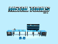 Thumbnail for American Diorama 1:64 Figure Set – Metal Tools Blue - Set A PRE-ORDER