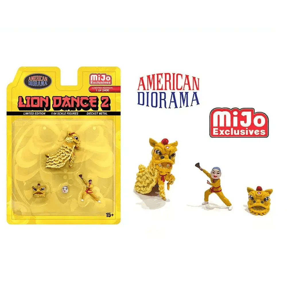 American Diorama 1:64 Lion Dance 2 Chinese Lunar New Year Dragon Set