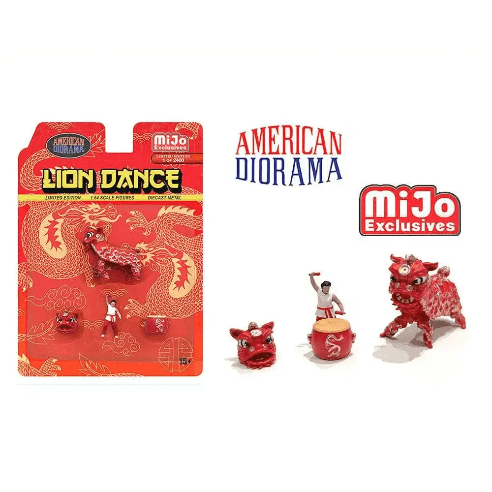 American Diorama 1:64 Lion Dance Chinese Lunar New Year Dragon Set