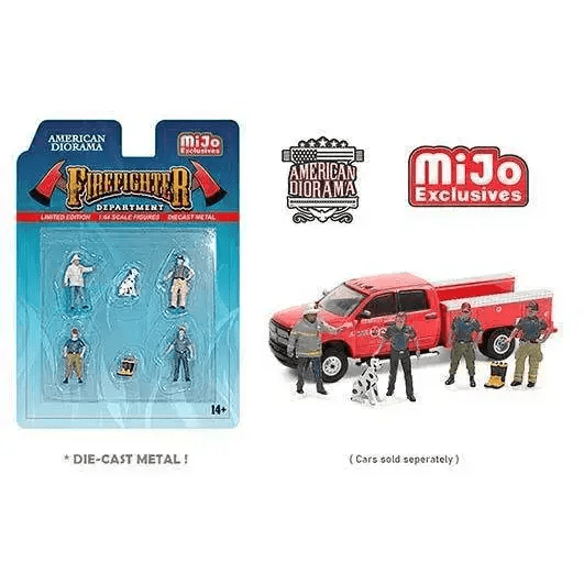 American Diorama 1:64 Mijo Exclusive Figure Firefighter II Set Limited Edition