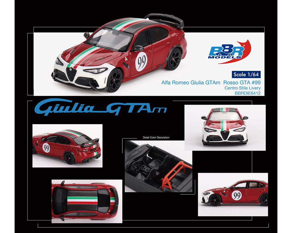 PRE-ORDER BBR Models 1:64 Alfa Romeo Giulia GTAm Rosso GTA #99 Centro Stile Livery BBRDIE6412