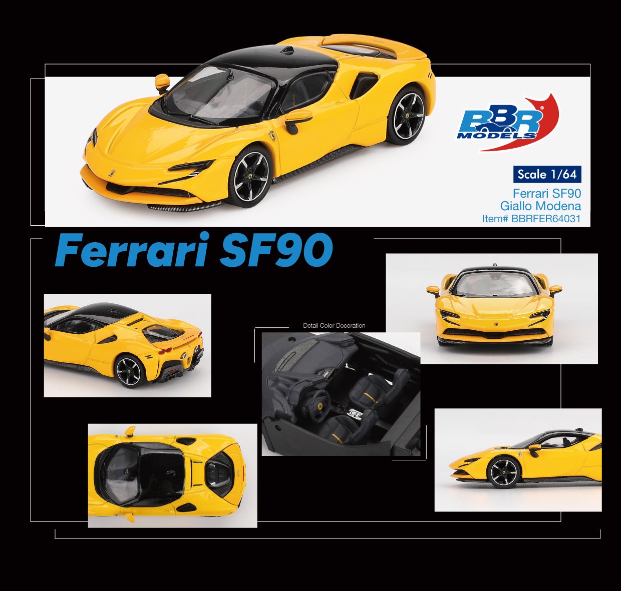 BBR Models 1:64 BBR Models 1:64 Ferrari SF90 Giallo Modena BBRFER64031