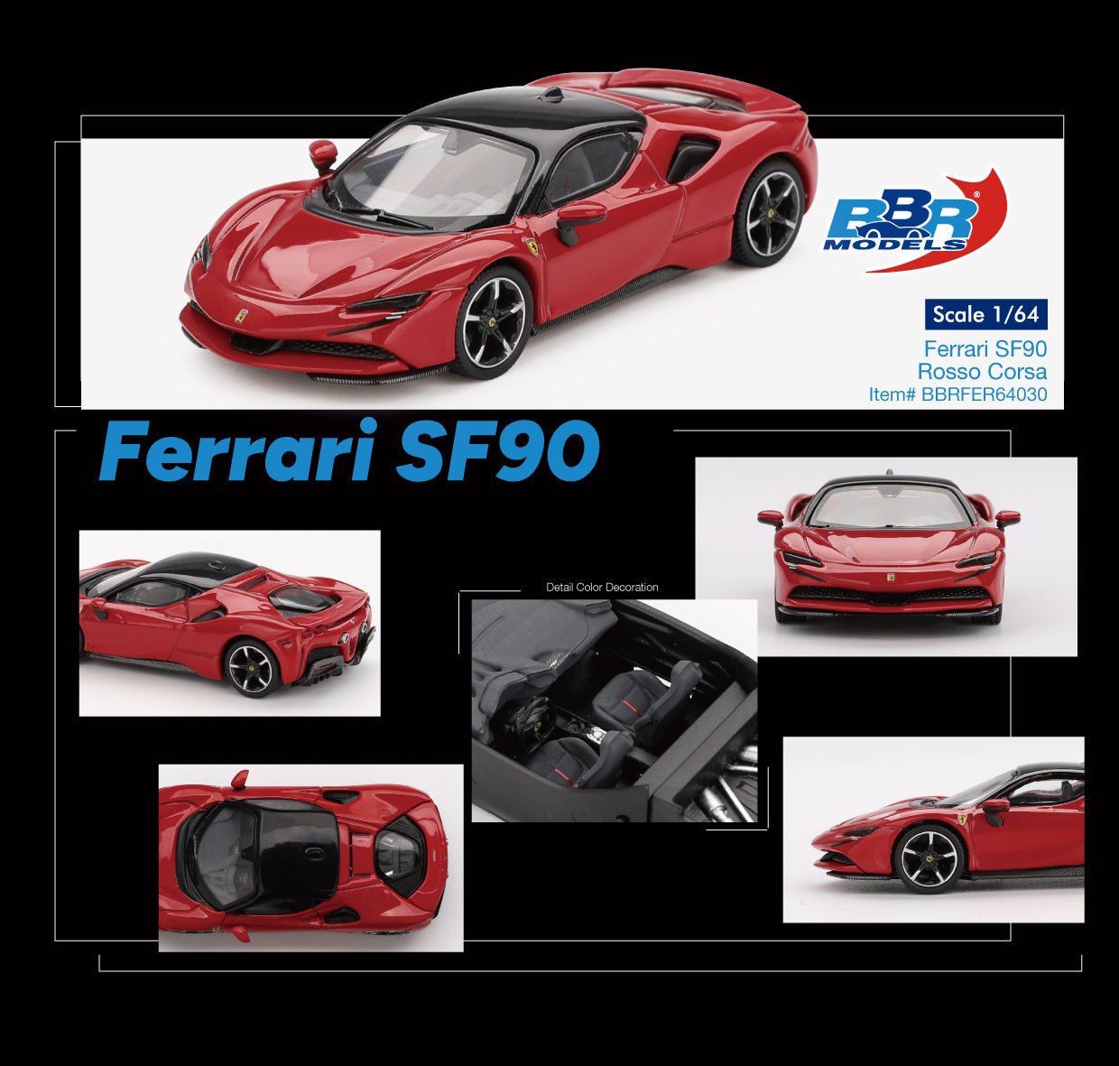 BBR Models 1:64 Ferrari SF90 Rosso Corsa