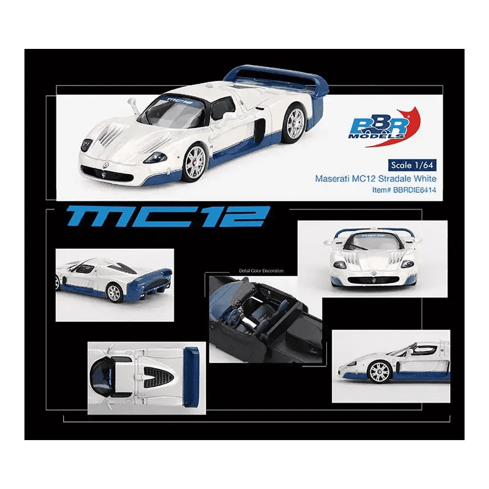 BBR Models 1:64 Maserati MC12 Stradale White BBRDIE6414