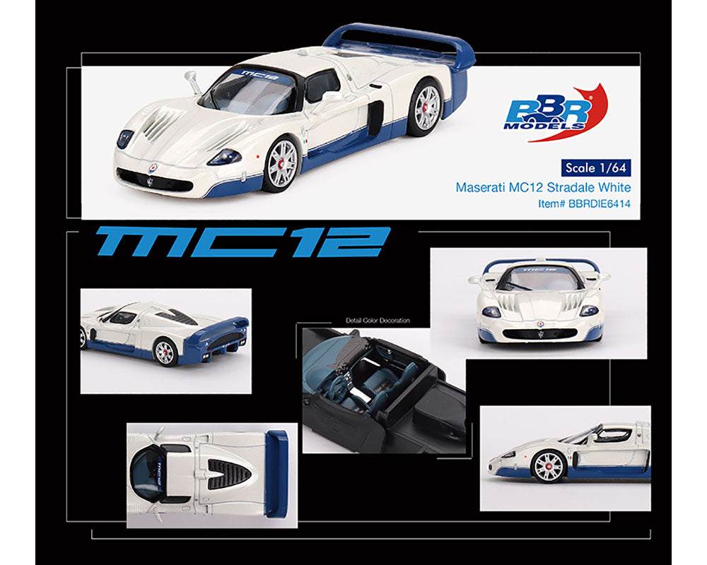PRE-ORDER BBR Models 1:64 Maserati MC12 Stradale White BBRDIE6414