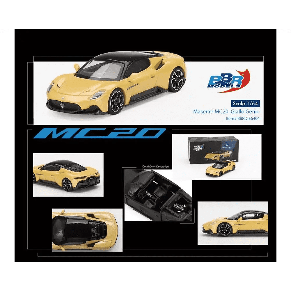 BBR Models 1:64 Maserati MC20 Giallo Genio BBRDIE6404