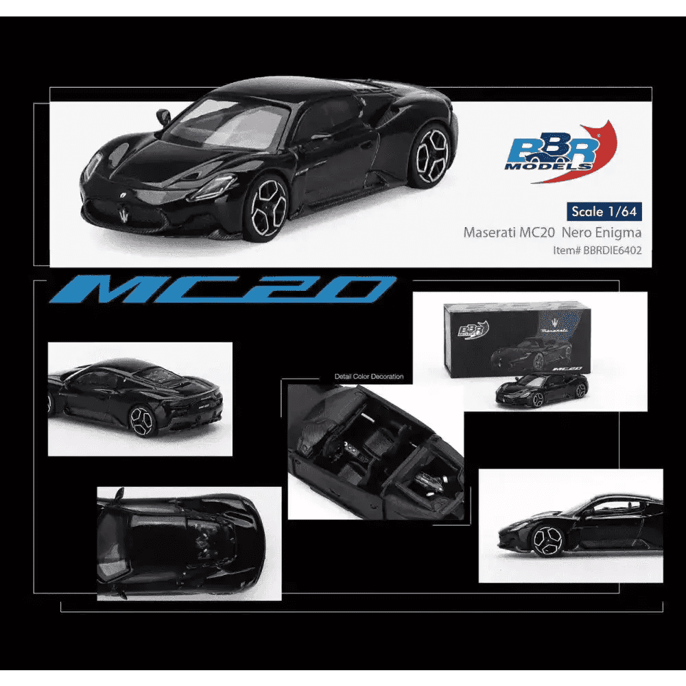 BBR Models 1:64 Maserati MC20 Nero Enigma Black