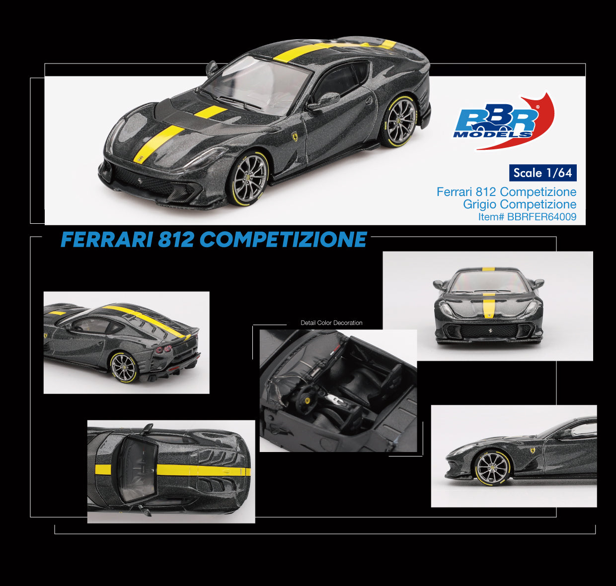 PRE-ORDER BBR Models 1:64 Ferrari 812 Competizione Grigio Competizione