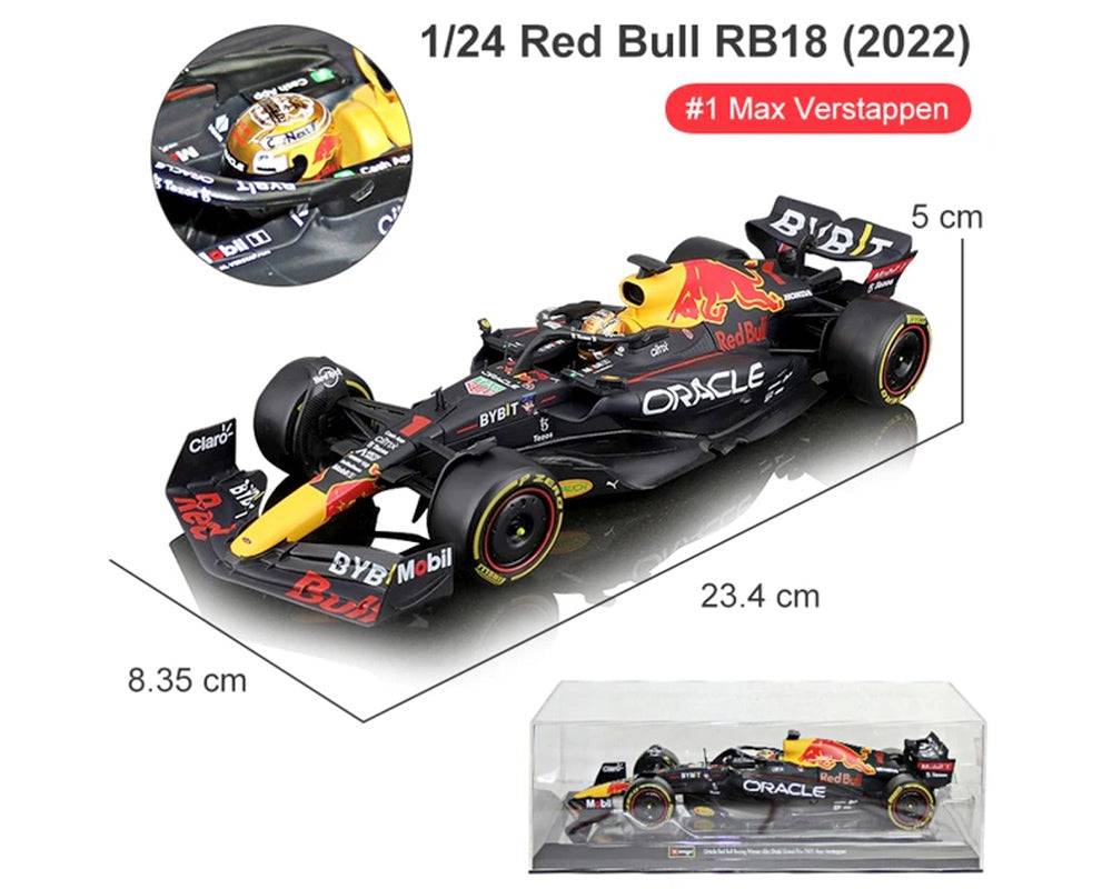 Bburago 1:24 Race F1 Oracle Red Bull RB18 2022 #1 Max Verstappen with Showcase
