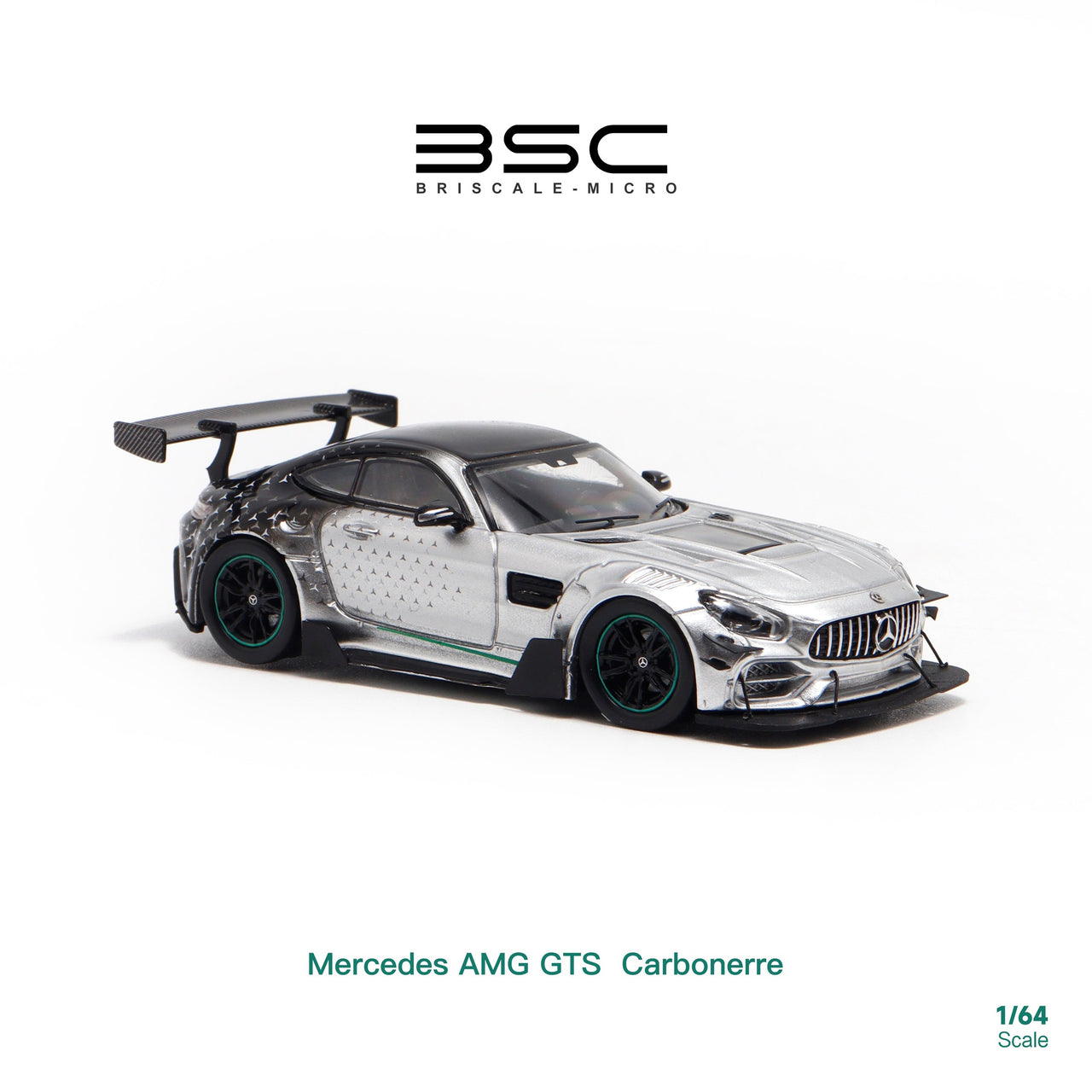Bri Scale Micro 1:64 Mercedes Benz AMG GTS Silver Star Livery