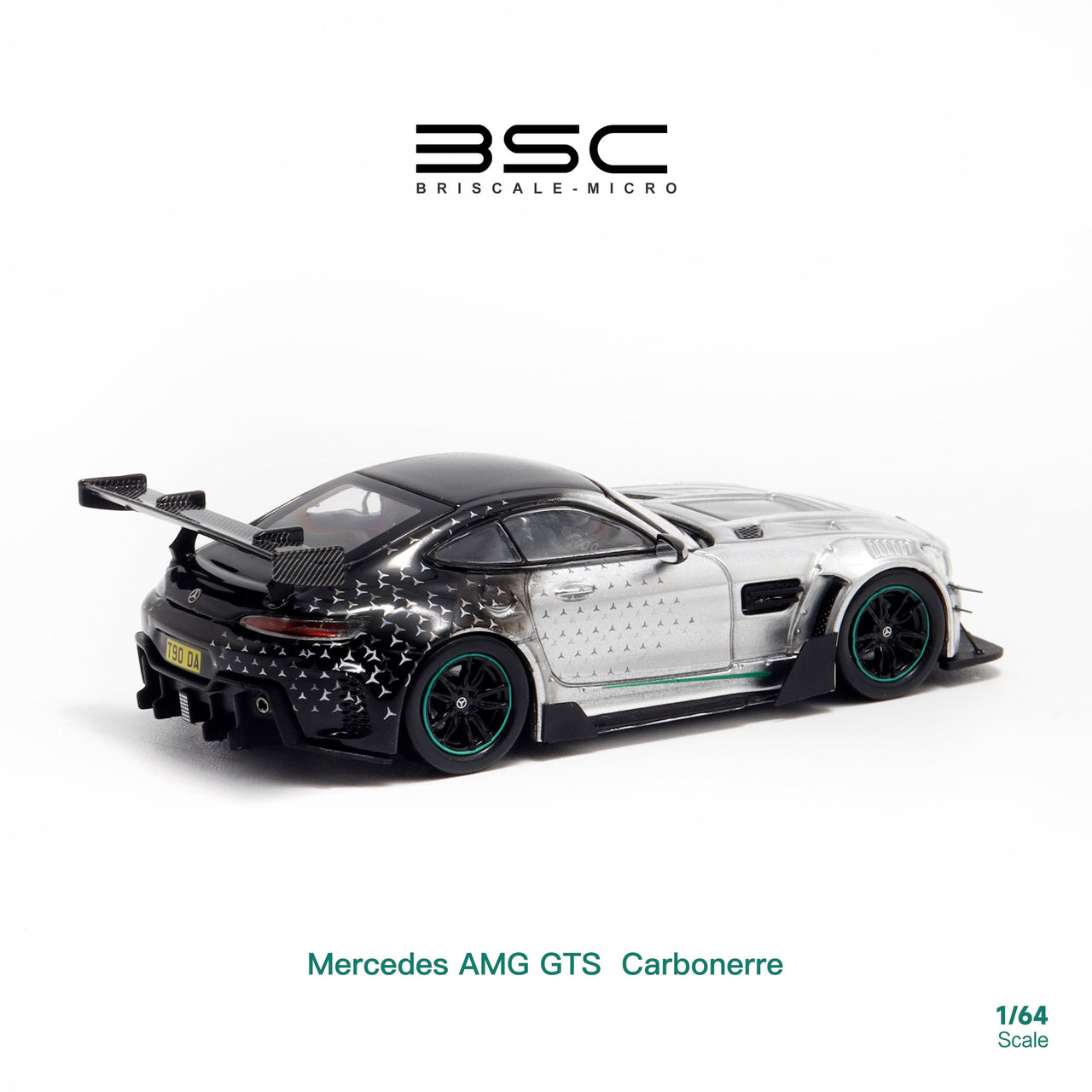Bri Scale Micro 1:64 Mercedes Benz AMG GTS Silver Star Livery