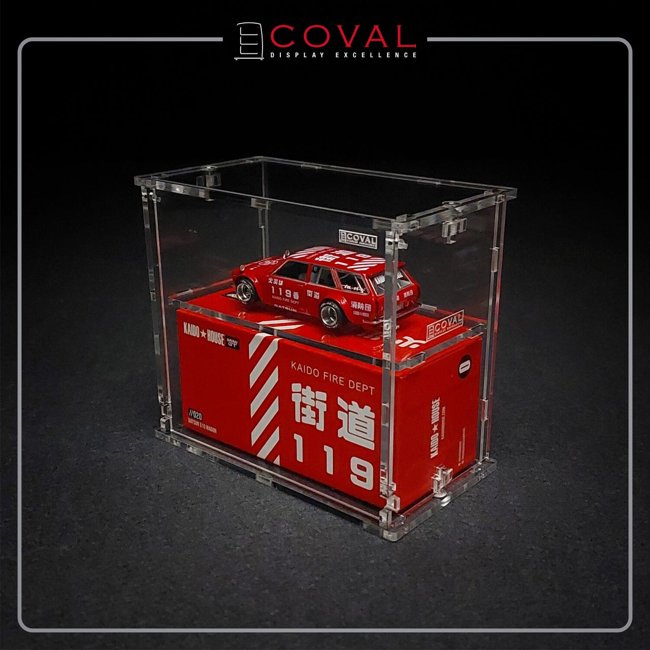 COVAL Acrylic Display Cabinet for Mini GT x Kaido House Car and Box with Vertical Door SMG-102KC