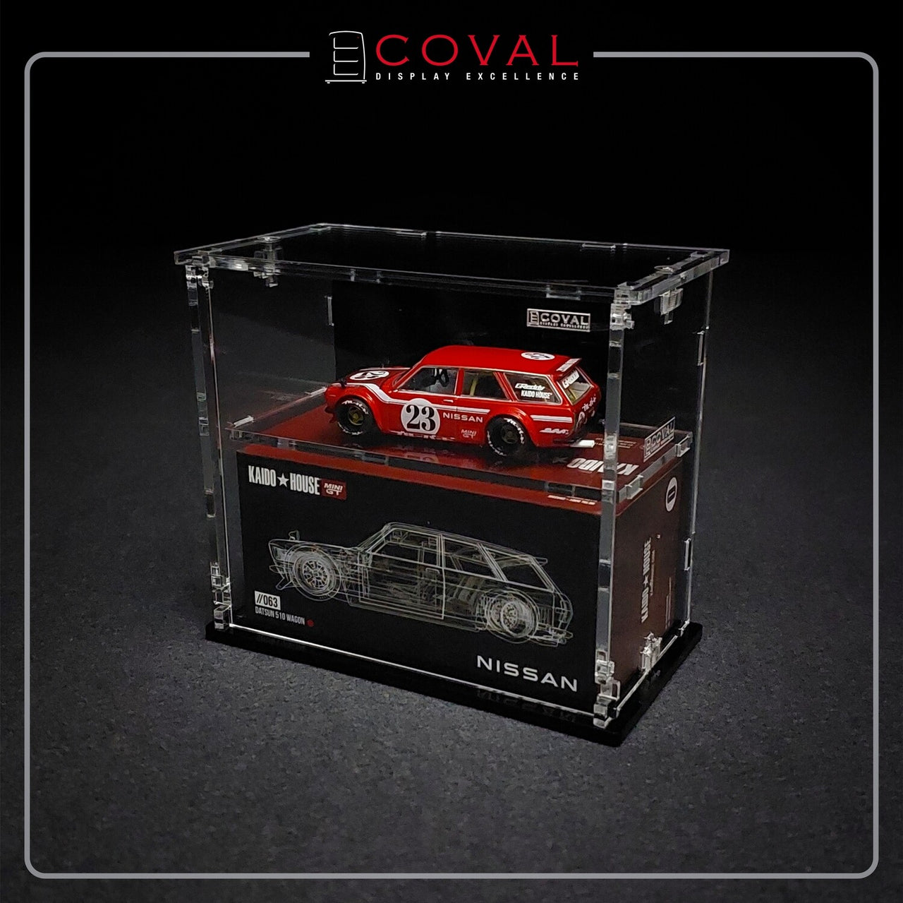 COVAL Acrylic Display Cabinet for Mini GT x Kaido House Car and Box with Vertical Door SMG-102KB