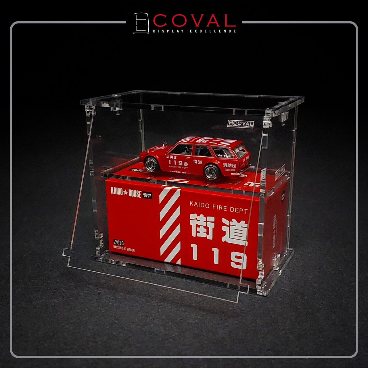 COVAL Acrylic Display Cabinet for Mini GT x Kaido House Car and Box with Vertical Door SMG-102KC