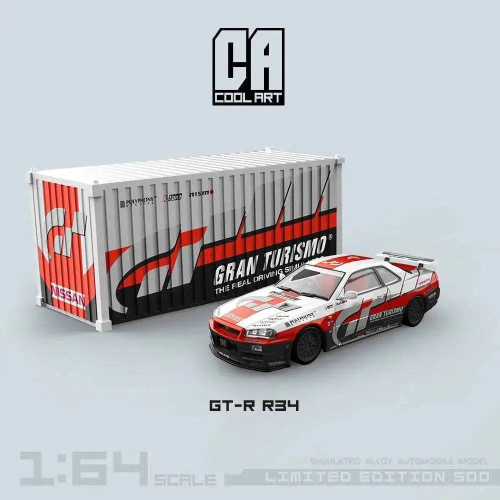 Cool Art 1:64 Nissan Skyline R34 GTR Gran Turismo w/ Container