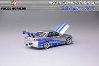 Thumbnail for Focal Horizon 1:64 Nissan Skyline R34 C-West - Silver Blue - Paul Walker