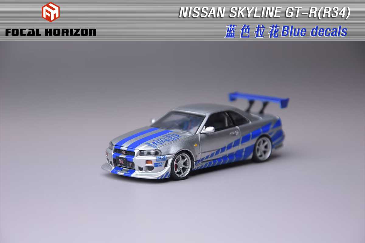 Focal Horizon 1:64 Nissan Skyline R34 C-West - Silver Blue - Paul Walker