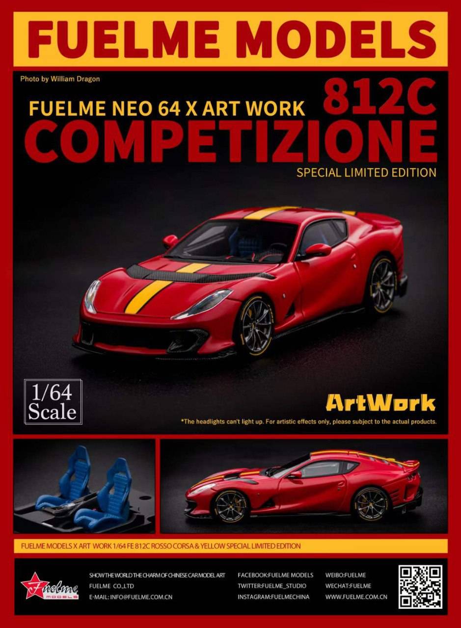 FuelMe 1:64 Ferrari 812C Competizion Rosso Corsa & Yellow Limited Edition