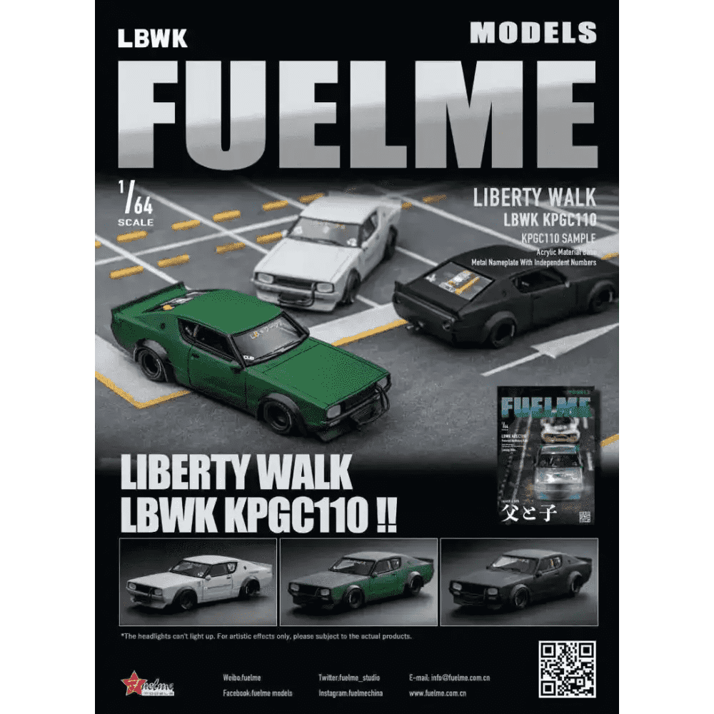1/64 Fuelme Nissan Skyline Kenmeri Lbwk Kpgc110 resina nera opaca 1/64 Fuelme Nissan Skyline Kenmeri Lbwk Kpgc110 resina nera opaca