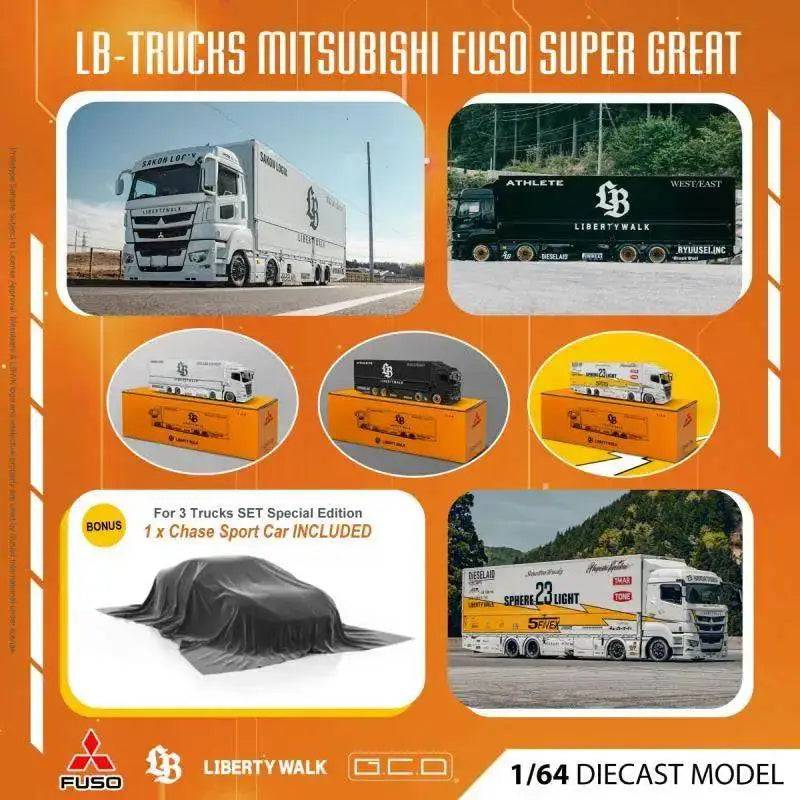 GCD 1:64 Mitsubishi LB-TRUCKS Fuso Super Great Limited 999pcs BOX SET w/ CHASE