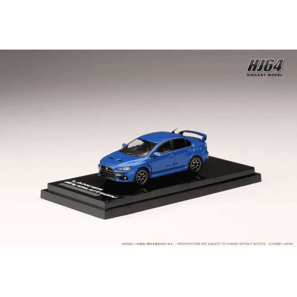 Hobby Japan 1:64 Mitsubishi Lancer Evolution X Final Edition w/Engine Display BLUE